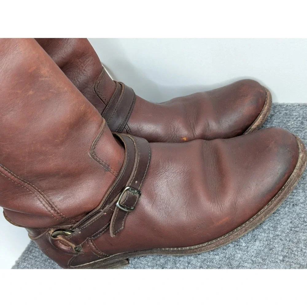 Frye‎ Phillip Ring Women's Tall Knee-High Riding Leather Boots Size 8 B Pull On